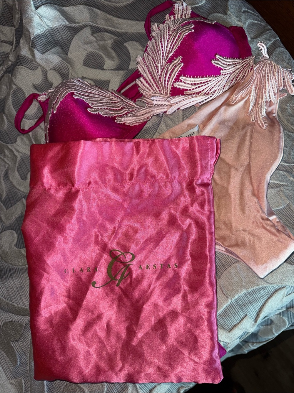Clara Aestas Italian Women’s Pink Embroidered Two-Piece Bikini Set - Picture 4 of 4